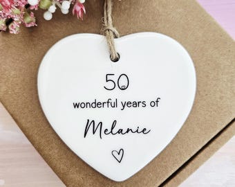 Personalised 50th Birthday Ceramic Ornament - Custom Milestone Keepsake - Gift Box Included