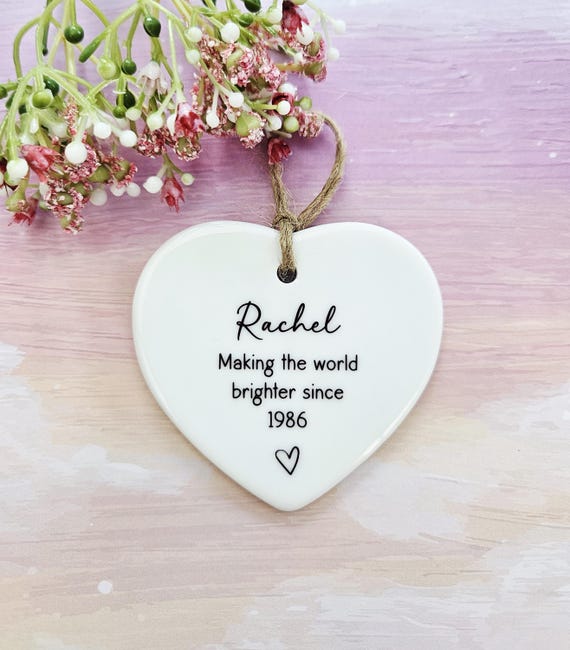 Personalised 40th Birthday Ceramic Ornament - Milestone Keepsake - Making the World Brighter Since 1986 / Any Year