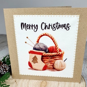 Tarjeta de Feliz Navidad / Tarjeta de Navidad de Love Knitting / Tarjeta de felicitación para tejedores / Navidad rústica / Amigo en Navidad