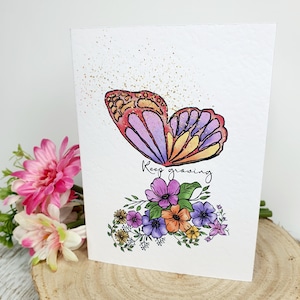 Continuez à faire croître | carte de vœux de motivation | carte d’encouragement | | de santé mentale Vous pouvez le faire | | papillon | de cartes de vœux Fait main