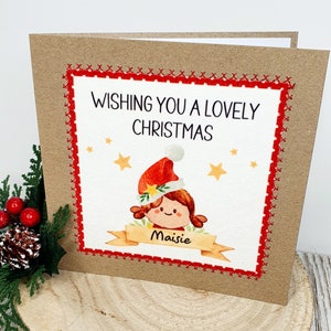 Ik wens u een mooie kerst | Gepersonaliseerde kerstkaart | Kerstkaart voor meisjes | Kerstmis