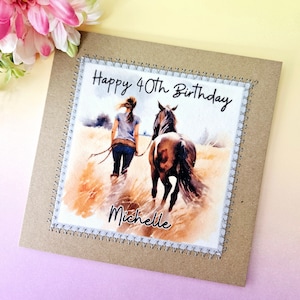 40 cumpleaños, tarjeta de 40 cumpleaños, feliz 40 cumpleaños, caballo, ecuestre, tarjeta de cumpleaños, personalizada, tarjeta de felicitación, amante de los caballos