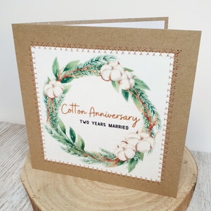 Biglietto di buon anniversario / Secondo anniversario di matrimonio / Anniversario di cotone / Biglietto di anniversario / Anniversario di matrimonio / Fatto a mano