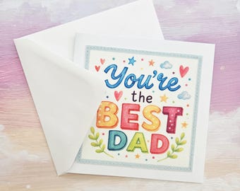 You're the Best Dad - Fathers Day - Birthday - Handmade Fabric Greeting Card
