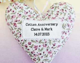 Cotton Anniversary Gift - 2nd Wedding Anniversary Gift - Two Years Married - 2 Year Anniversary - Personalised Gift - Handmade