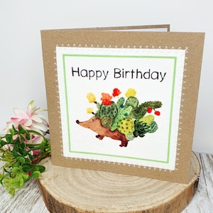 Hérisson | Cactus |  Carte d’anniversaire | Carte d’anniversaire Cactus | Carte Hérisson | Joyeux anniversaire | Carte pour son | Ami