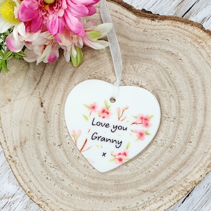 Coeur en céramique Cadeau Grand-mère | Don de petits-enfants | Cadeau pour grand-mère | Cadeau de cœur d’anniversaire | Cadeau de grand-mère | Gran | Nanna