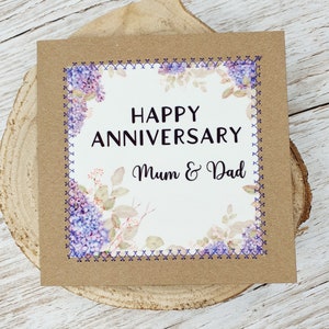 Buon anniversario mamma e papà / Buon anniversario / Biglietto di anniversario / Anniversario di matrimonio / Anniversario dei genitori / A entrambi / Lilla