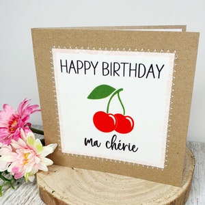 Buon Compleanno Ma Cherie/Biglietto di Compleanno per Lei/Buon Compleanno/Biglietto d'Auguri/Ciliegia