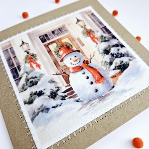 Handgemaakte kerstwenskaarten, sneeuwpop, kerstkaarten, seizoensgroeten, blanco kaarten, kerstkaarten, kerst