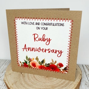 Feliz Aniversario Rubí / 40 Aniversario / Rubí / Tarjeta de Aniversario / Aniversario de Boda / Tarjeta del 40 Aniversario / Pareja Feliz