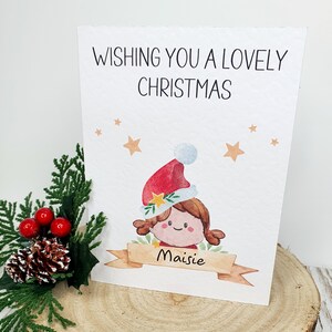Ik wens u een mooie kerst | Gepersonaliseerd | Kerstkaart | Kaart voor klein meisje | Vakantiekaarten