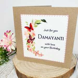 Con amor en tu cumpleaños / Feliz cumpleaños / Tarjeta de felicitación / Tarjeta casera / Tarjeta de cumpleaños personalizada / / Tarjeta de cumpleaños / Mariposas