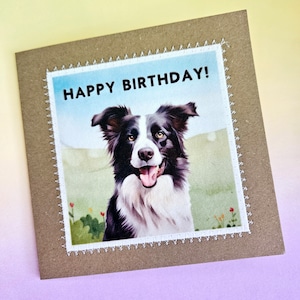 Border Collie, Carte de voeux, Joyeux anniversaire, amoureux des chiens, Chien de la ferme, Carte d'anniversaire, Fait main