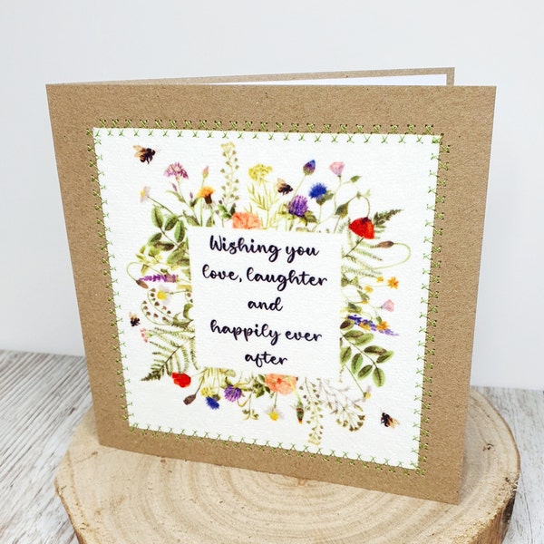 Wishing You Love Laughter And Happily Ever After | Wedding Card | Handmade | Congratulations | Wedding | Congratulations Card | Wildflower