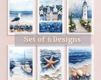 Coastal Greeting Card Set – Nautical & Sea Inspired Blank Note Cards