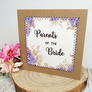 Parents de la mariée | | de cartes de vœux carte de mariage | | de cartes de félicitations Mère de la mariée | Père de la mariée | | faits à la main Lilas