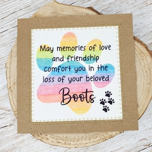 Biglietto personalizzato per lutto per animali domestici, biglietto di condoglianze, scusa per la tua perdita, pensiero a te, biglietto fatto a mano