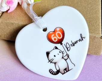 60th Birthday Gift, Personalised Gift, Cat Lover, 60th Birthday Keepsake, Gift For Her, 60th Gift For Her, Birthday Gift, Handmade