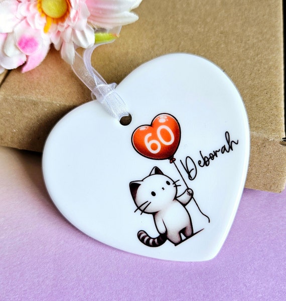 60th Birthday Gift, Personalised Gift, Cat Lover, 60th Birthday Keepsake, Gift For Her, 60th Gift For Her, Birthday Gift, Handmade