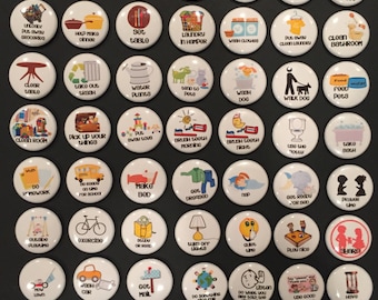 Chore Responsibility Behavior Chart Magnets 1" - Set of 6