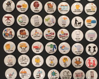 Chore Responsibility Behavior Chart Magnets 1" - Full set of 53 Magnets