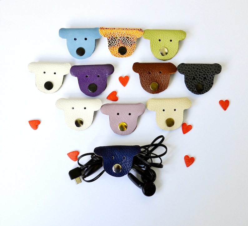 Cord holder leather tech accessory travel gift headphone case Etsy