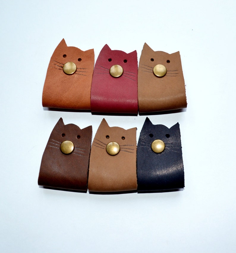 Leather cord holder cat tech organizer earbud holder as Etsy
