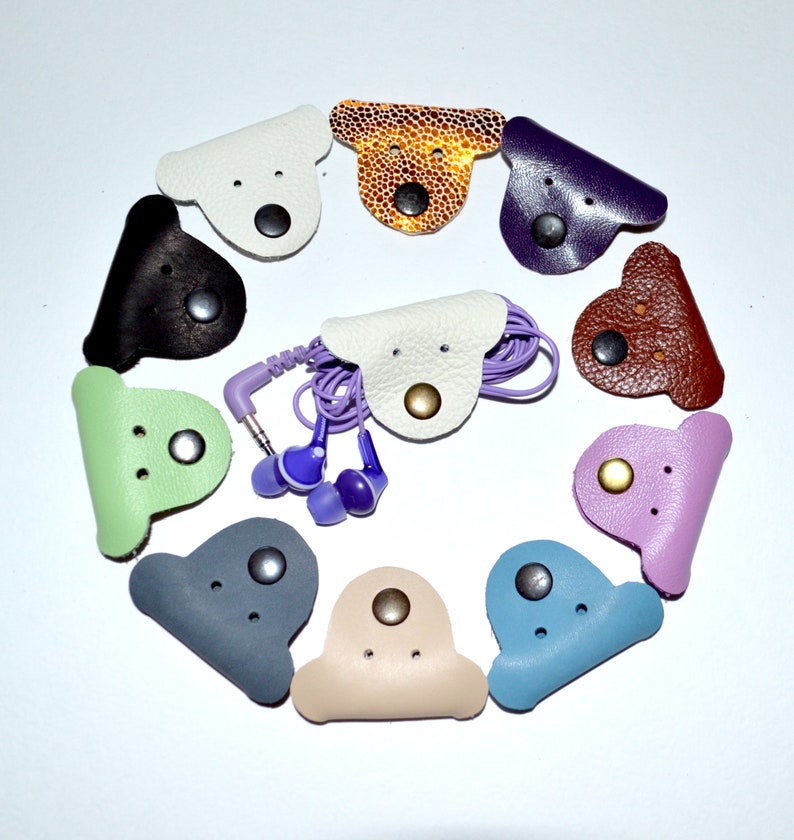 Cord holder leather tech accessory travel gift headphone case Etsy