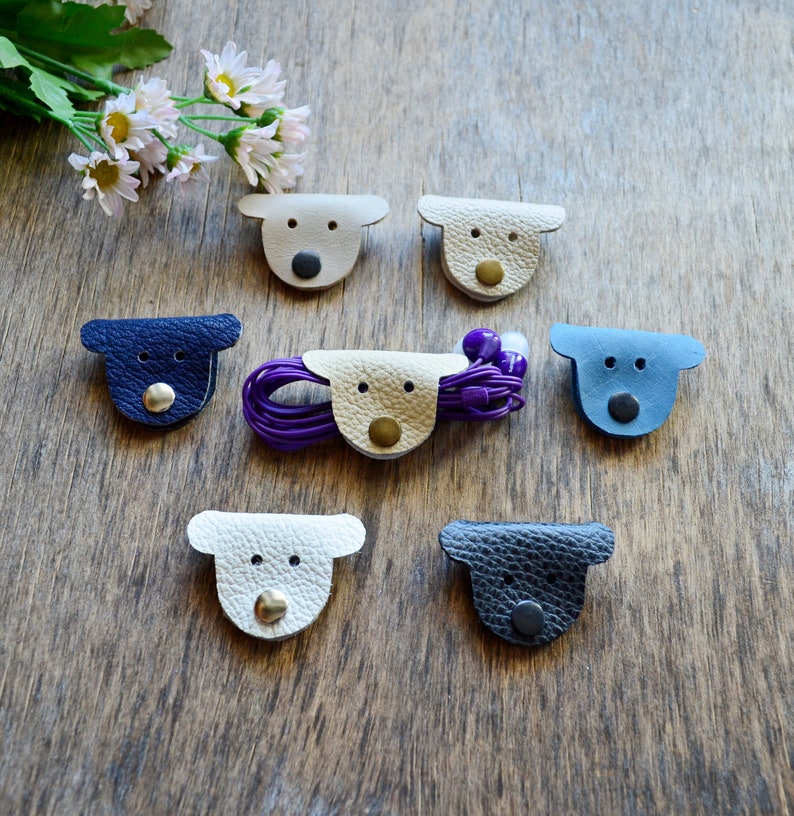 Cord holder leather tech accessory travel gift headphone case Etsy