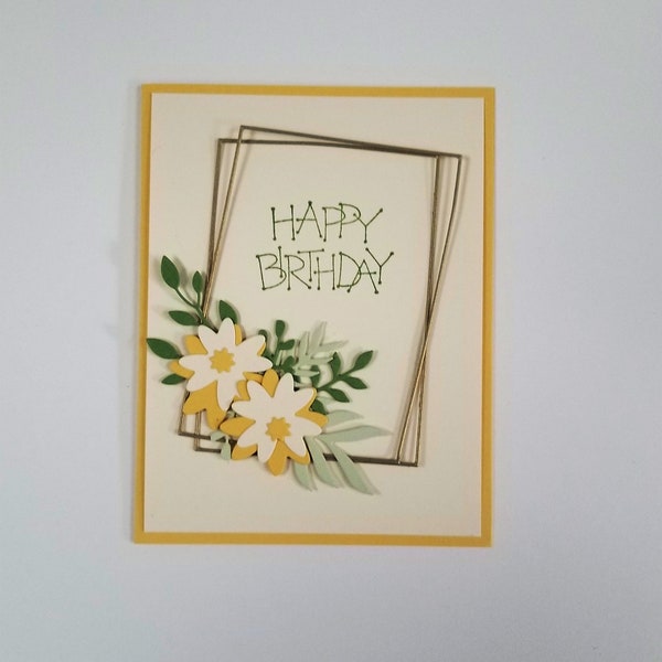 Framed Flower Happy Birthday Card Kit of 5- Brand New Colors