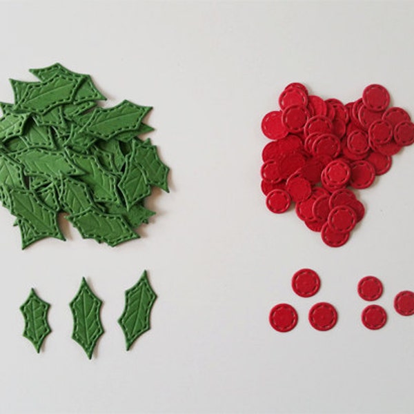 Stitched Holly Leaves and Berries Die Cuts