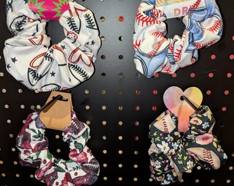 Sports Print Scrunchies – Athletic-Inspired Hair Accessories for Soccer, Basketball, Volleyball & More