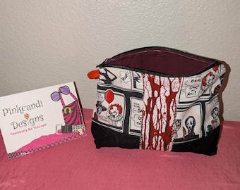 Horror Comic Print Cosmetic Bag | Halloween Makeup Bag