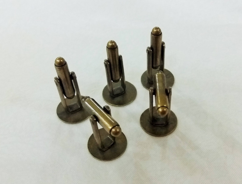 Antique Bronze Cufflink Blank Findings Backs Base Cuff Link Glue Pad 12 mm, 100 Pcs 50 Pairs