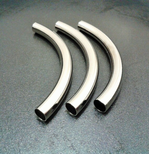 5 Pcs Silver Tone Color Curved Metal Tube Beads 7 x 80 mm Etsy