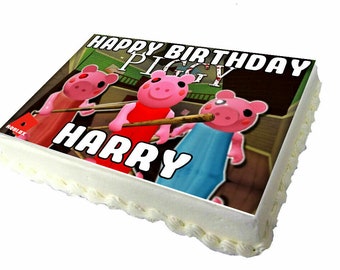 Cumpleanos De Roblox Etsy - torta de roblox para niños piggy