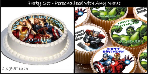 Personalised Marvel Avengers Party Set Real Decor Icing Cake Etsy