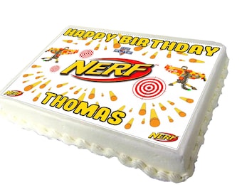 Nerf A4 Birthday Cake Topper with Any Name