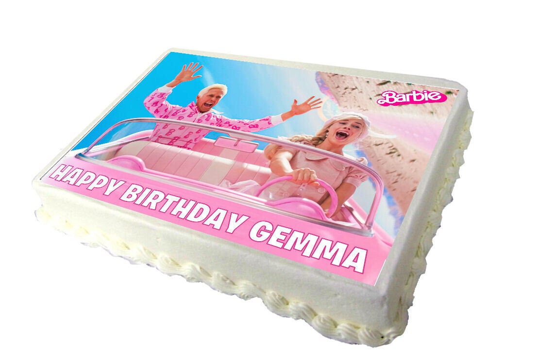 Barbie Movie Personalised Real Icing Cake Topper -  Israel