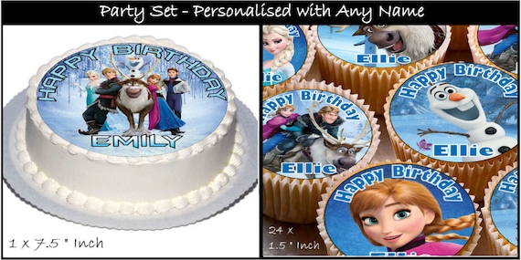 Personalised Frozen Party Set Real Decor Icing Cake Toppers Etsy - roblox cake topper set of 7
