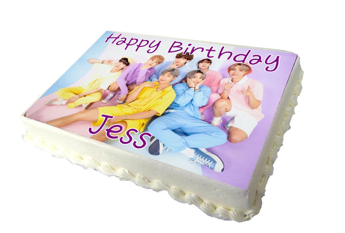 A4 BTS bts Personalised Edible Icing Birthday Cake Topper 