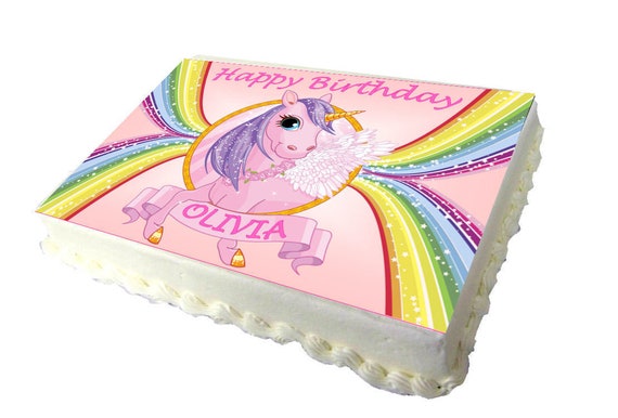 Topper per torta di compleanno con unicorno arcobaleno