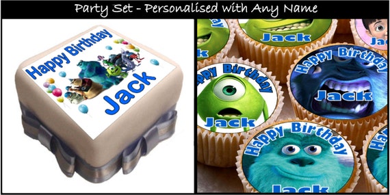 Monsters Inc Party Set Real Decor Icing Cake Toppers Con Etsy - pastel cuadrado de roblox