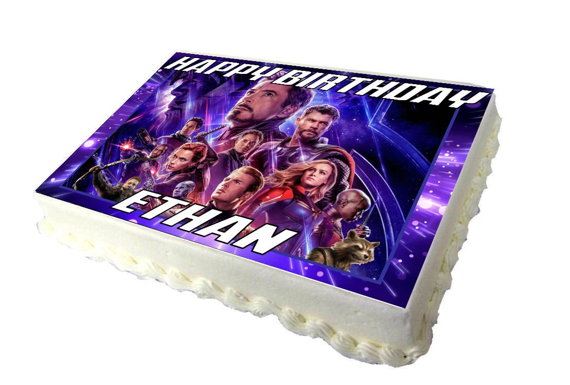 10" x 7.5" Avengers Endgame Personalised Edible Birthday Cake Topper A4