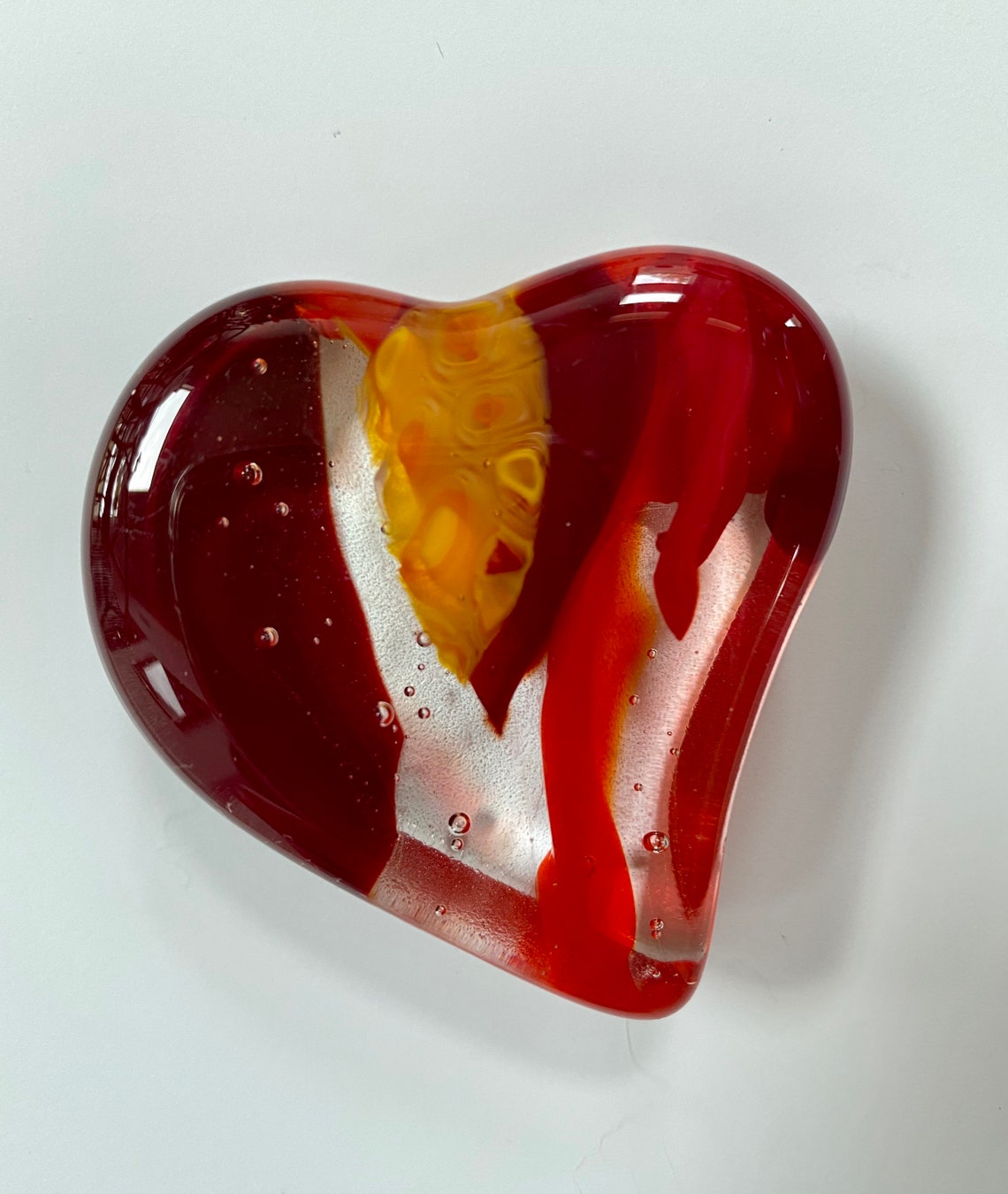 Cast Glass Heart Glass Heart Handmade Glass Paperweight Etsy