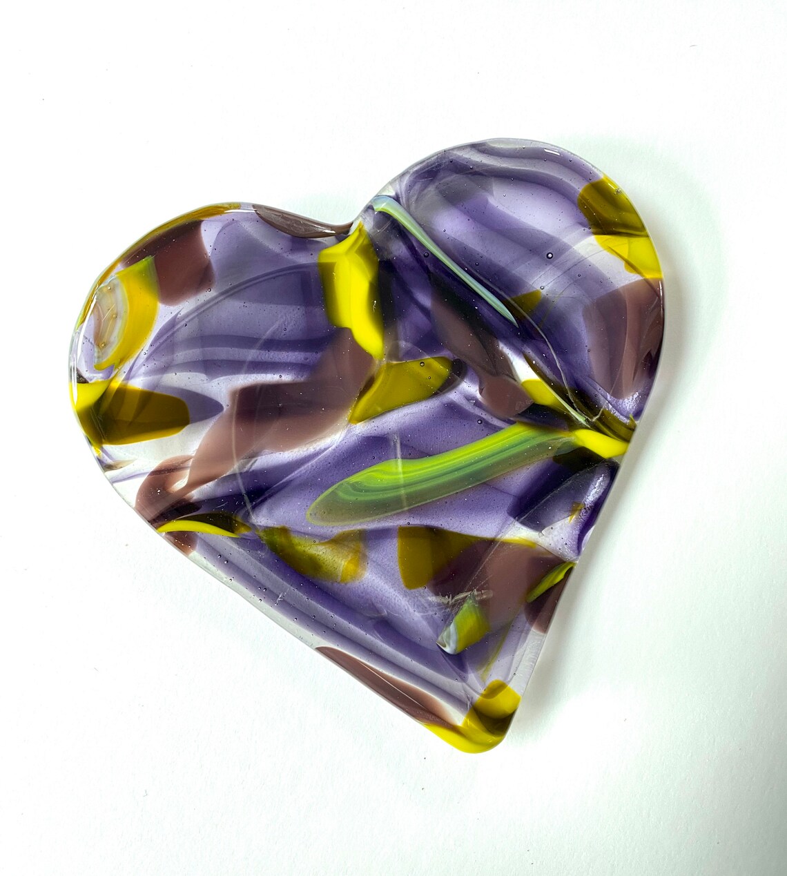 Glass Heart Heart Dish Handmade Glass Paperweight Tabletop Etsy