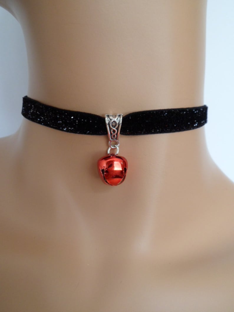 Cat Bell Choker Black Velvet Choker Glitter Necklace Etsy