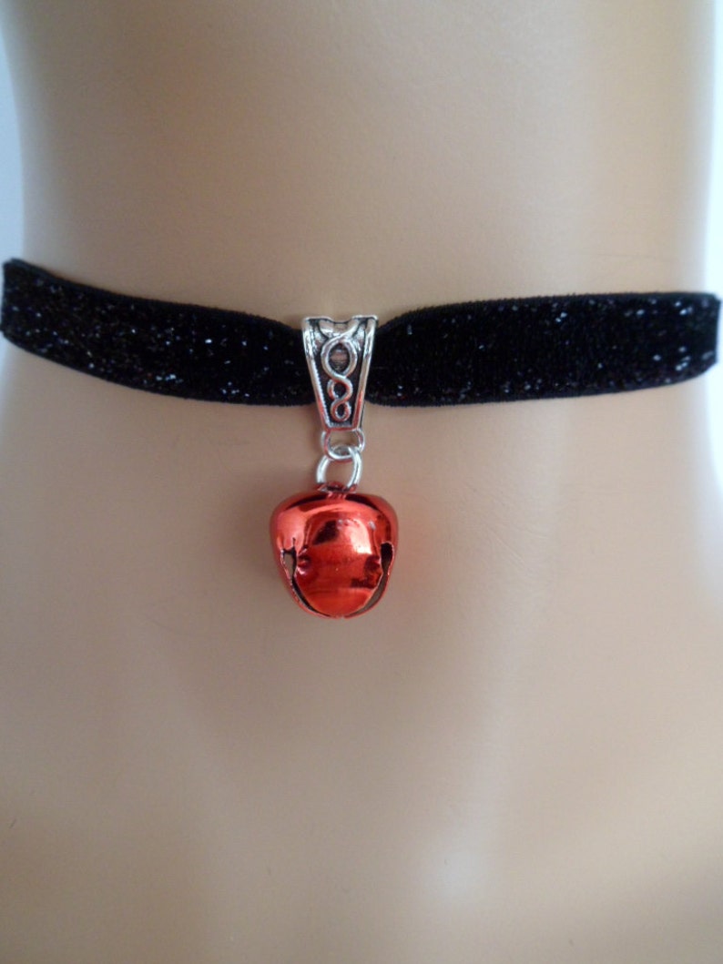 Cat Bell Choker Black Velvet Choker Glitter Necklace Etsy