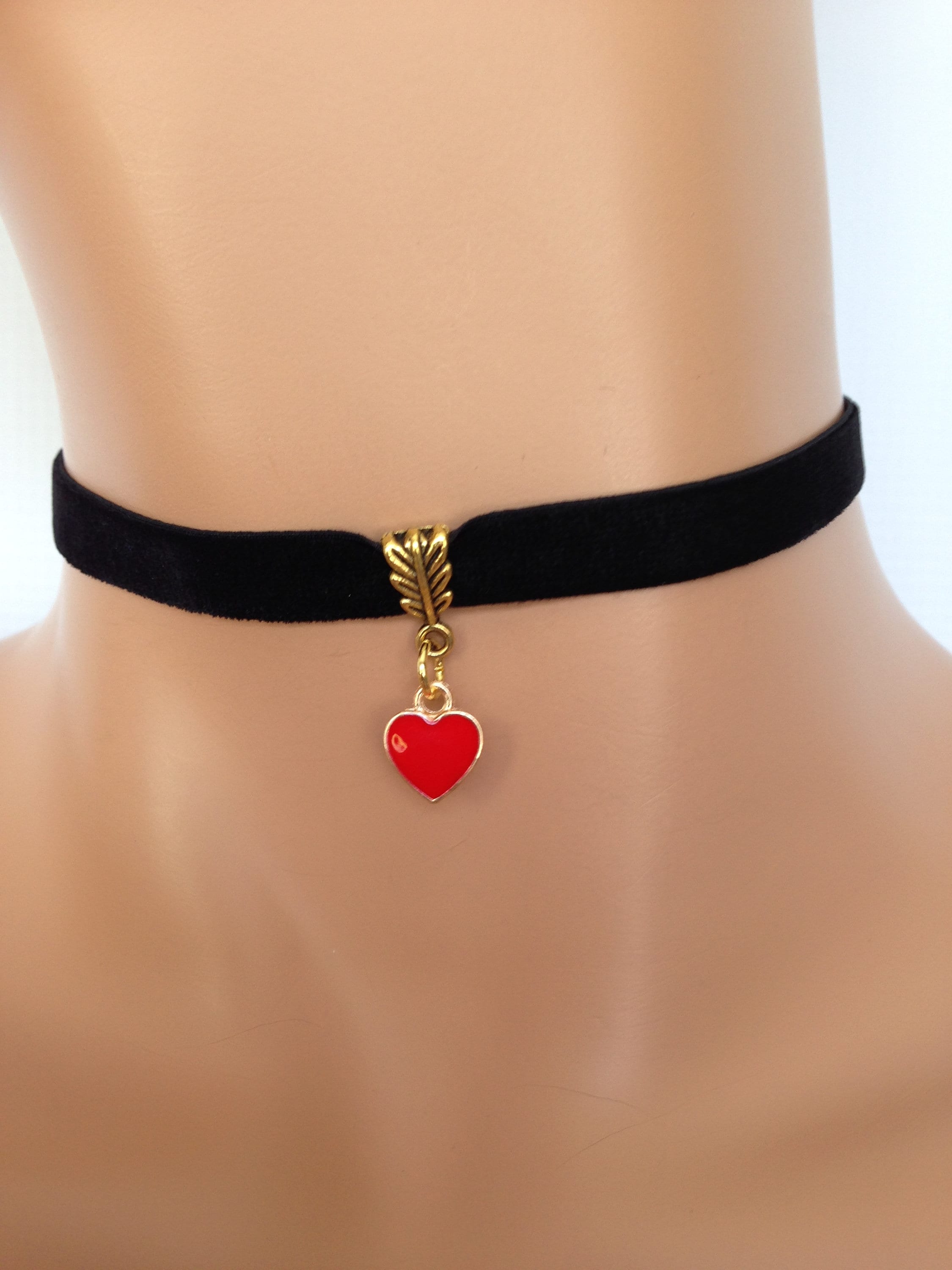 Red Heart Choker Etsy Singapore